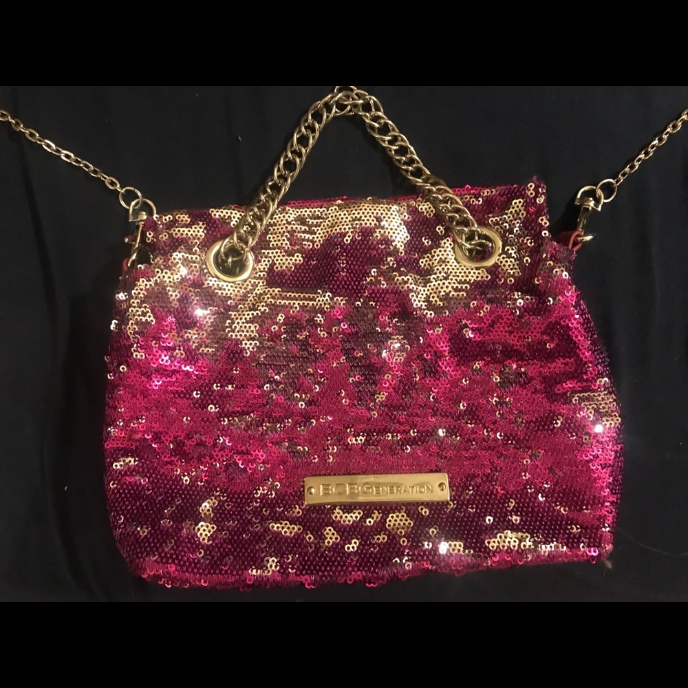 BCBGeneration magenta & silver sequin purse